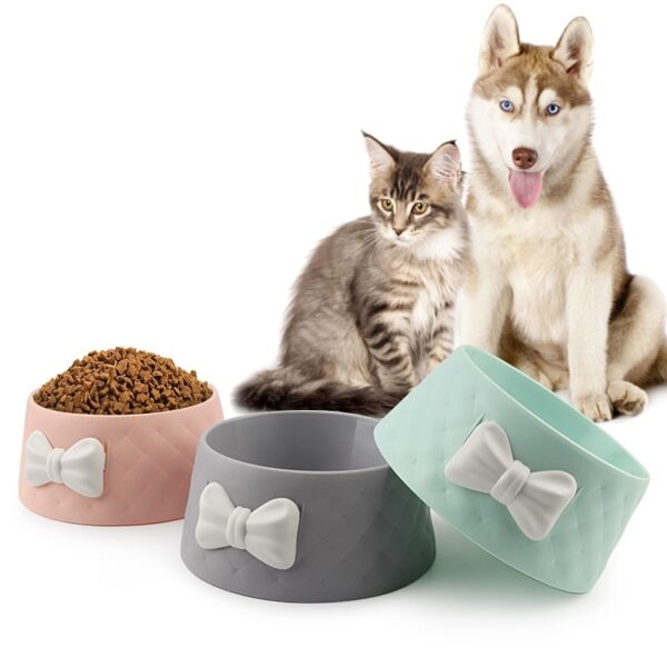 Cute Bowls with Bow for Pet Feeding