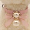 Leather Collar with Bow and Large Pearls