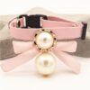Leather Collar with Bow and Large Pearls